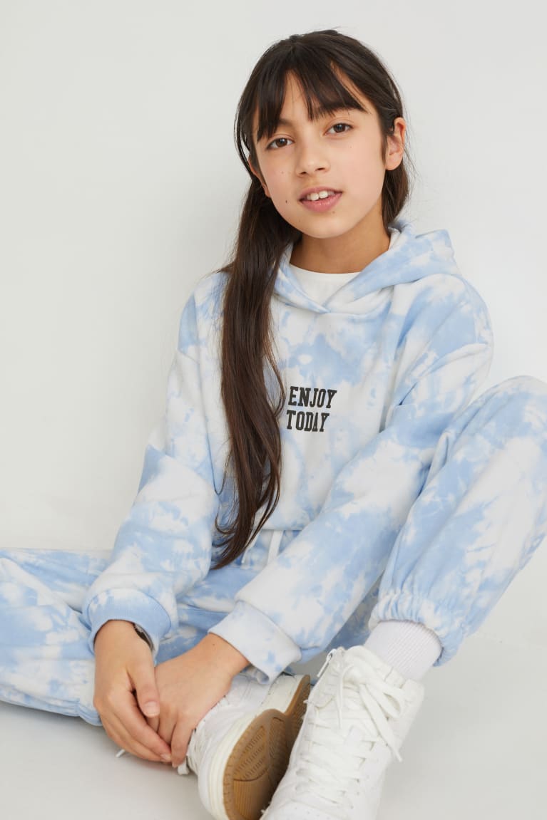 White / Light Blue C&A Set And Joggers 2 Piece Girls' Hoodie | ZUFXV-4923