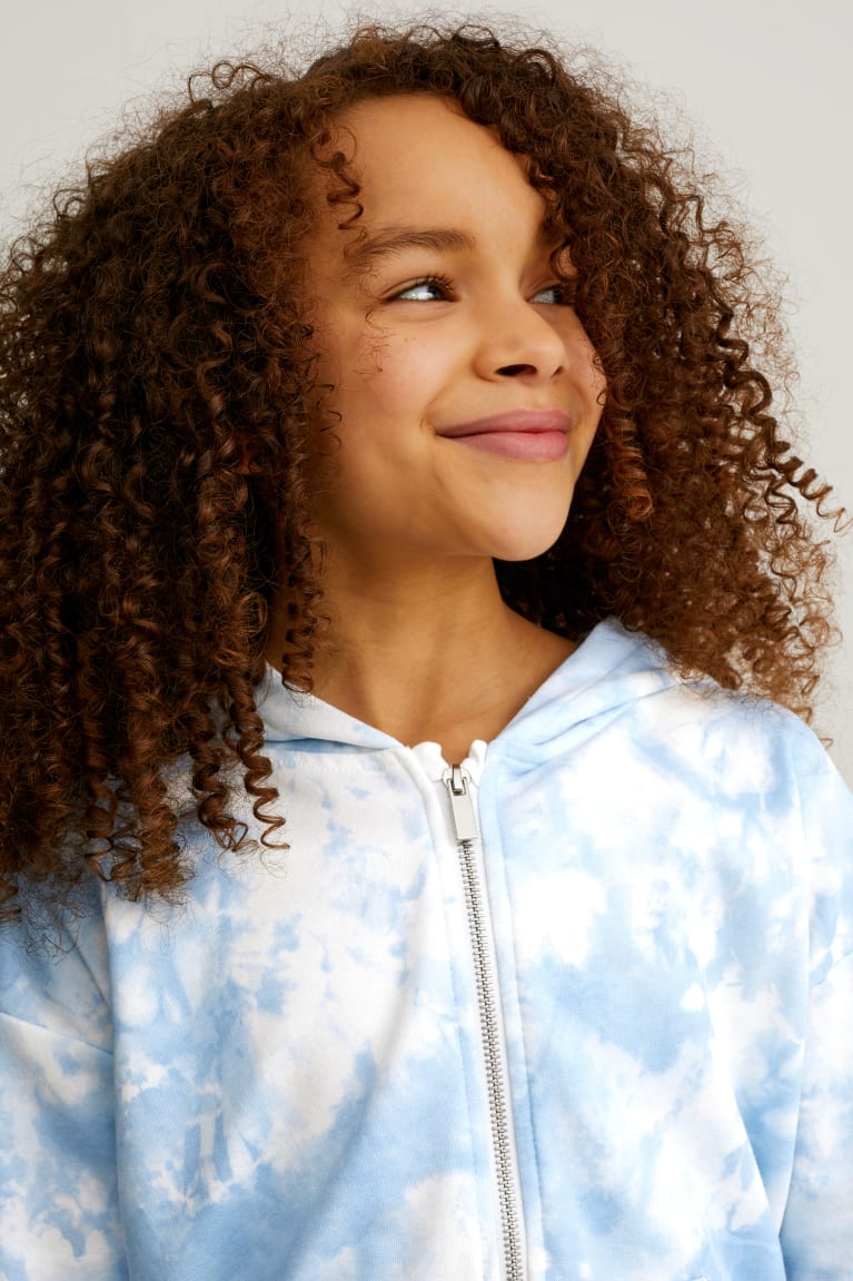 White / Light Blue C&A Set Zip-through And Sweat 2 Piece Girls' Sweatshirts | DNIVQ-7931