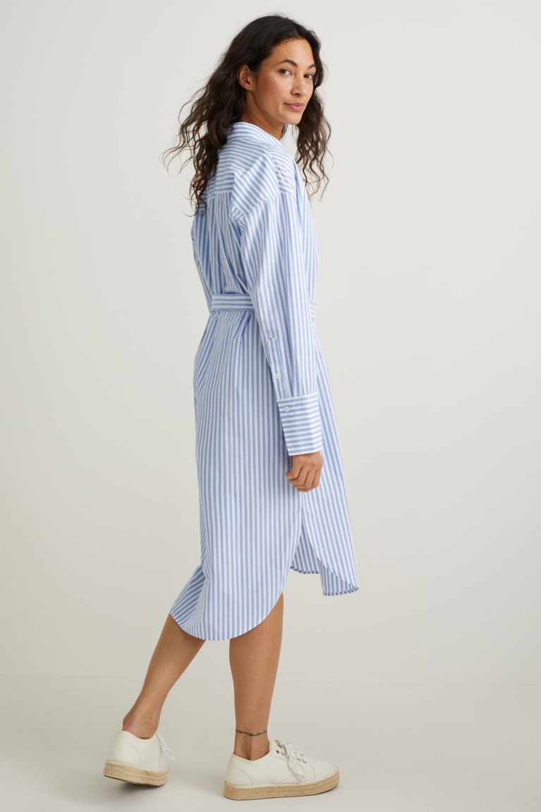 White / Light Blue C&A Striped Women\'s Dress | FDGET-7642