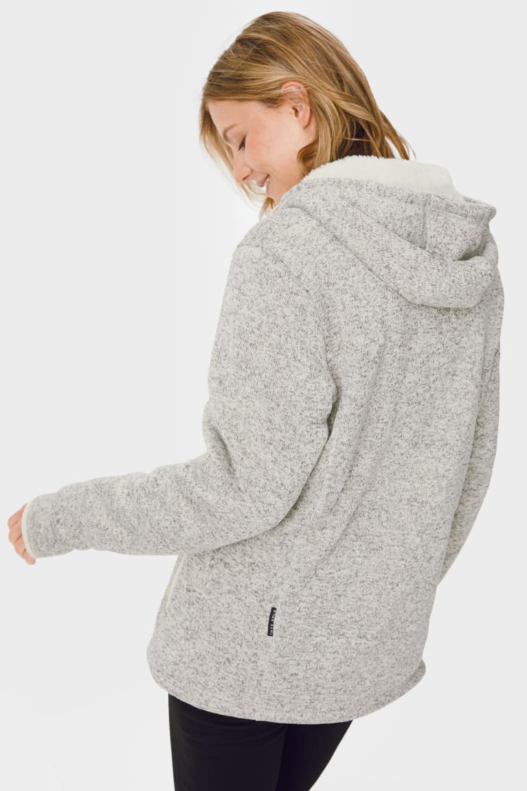 White Melange C&A With Hood Lined Women's Hoodie | KUWPR-1563