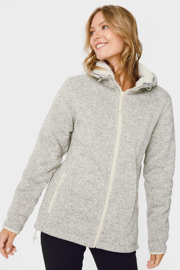 White Melange C&A With Hood Lined Women\'s Hoodie | KUWPR-1563