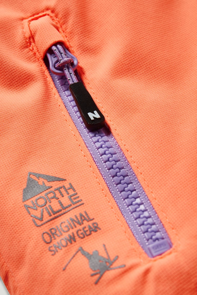 White / Orange C&A Ski With Hood Girls' Jackets | VXSTQ-8210