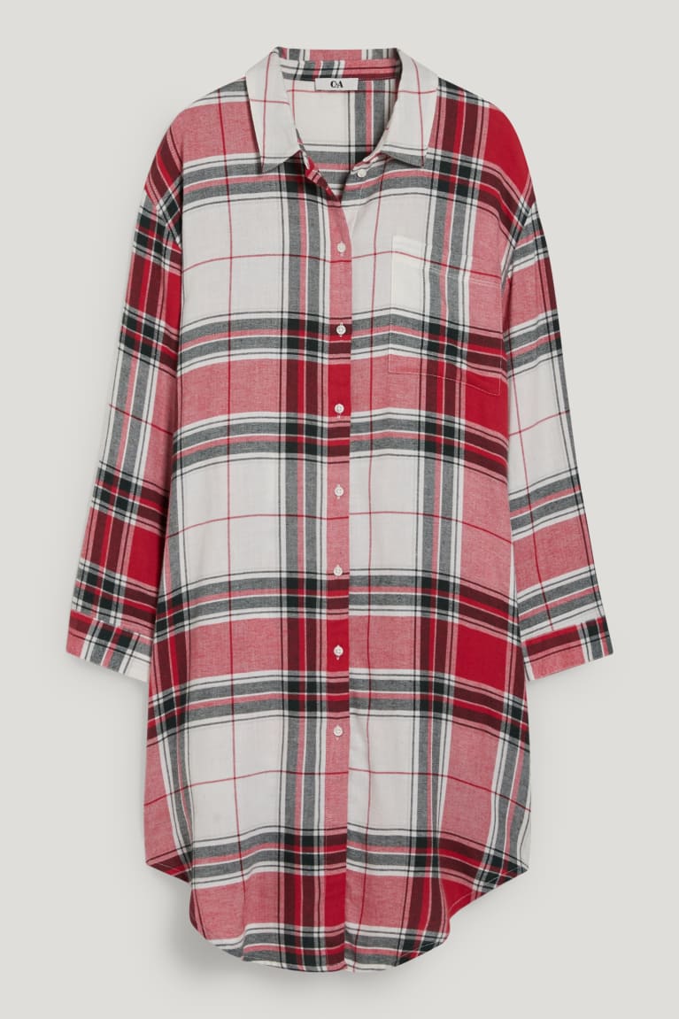 White / Red C&A Flannel NightCheck Women's Nightwear | SLXZN-5037