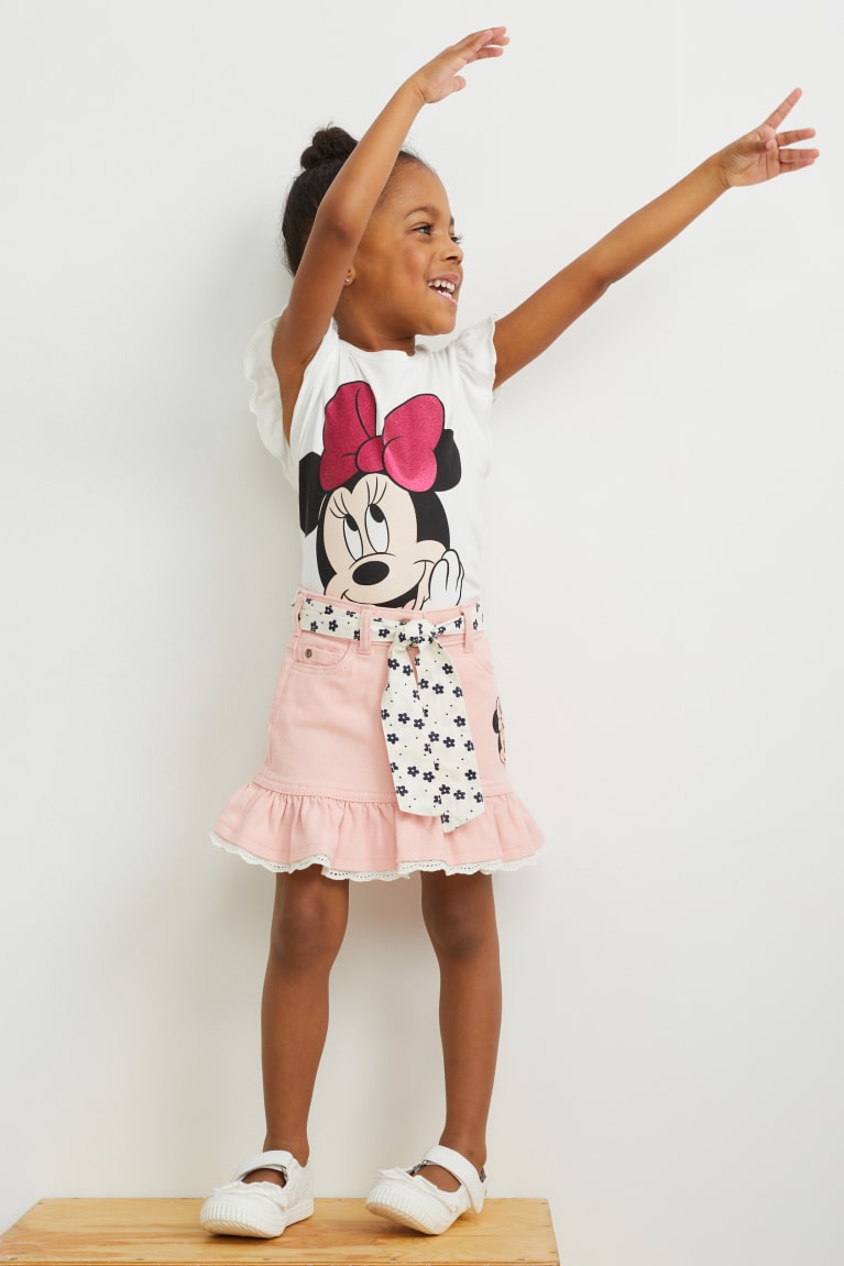 White / Rose C&A Multipack Of 2 Minnie Mouse Sleeve Girls' T-shirts | UWHFB-9401