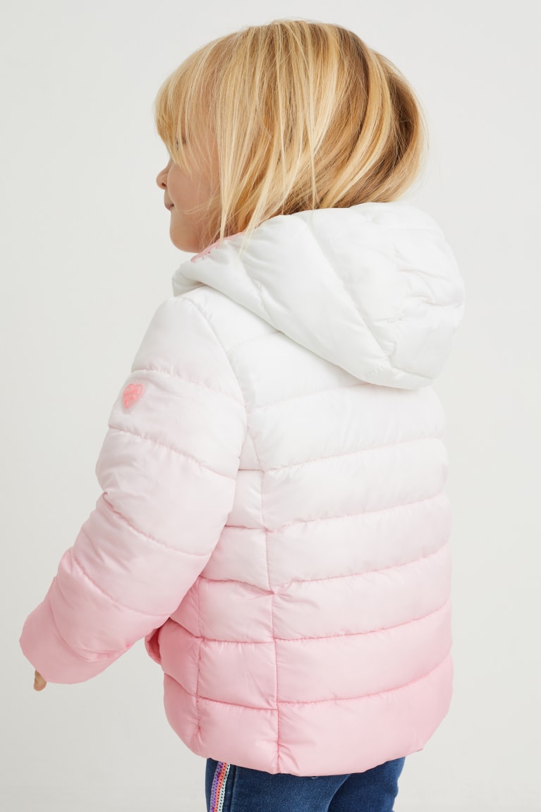 White / Rose C&A Quilted With Hood Recycled Girls' Jackets | LMTSC-8927