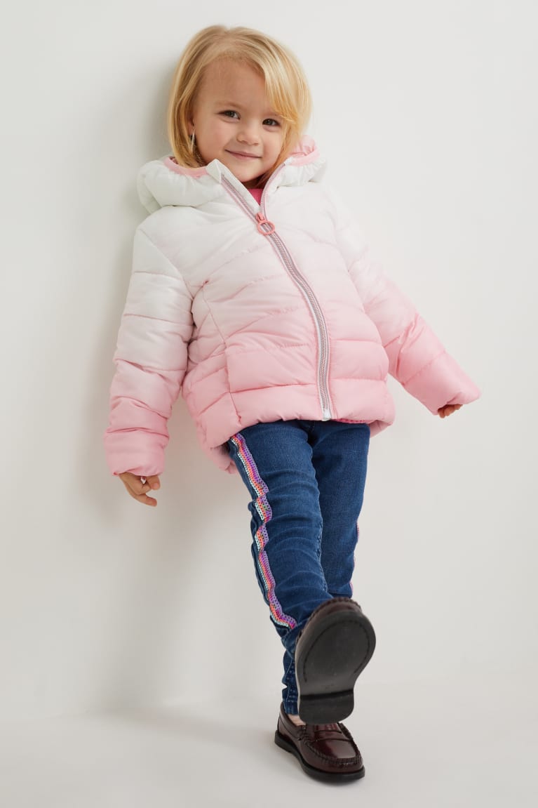 White / Rose C&A Quilted With Hood Recycled Girls' Jackets | LMTSC-8927