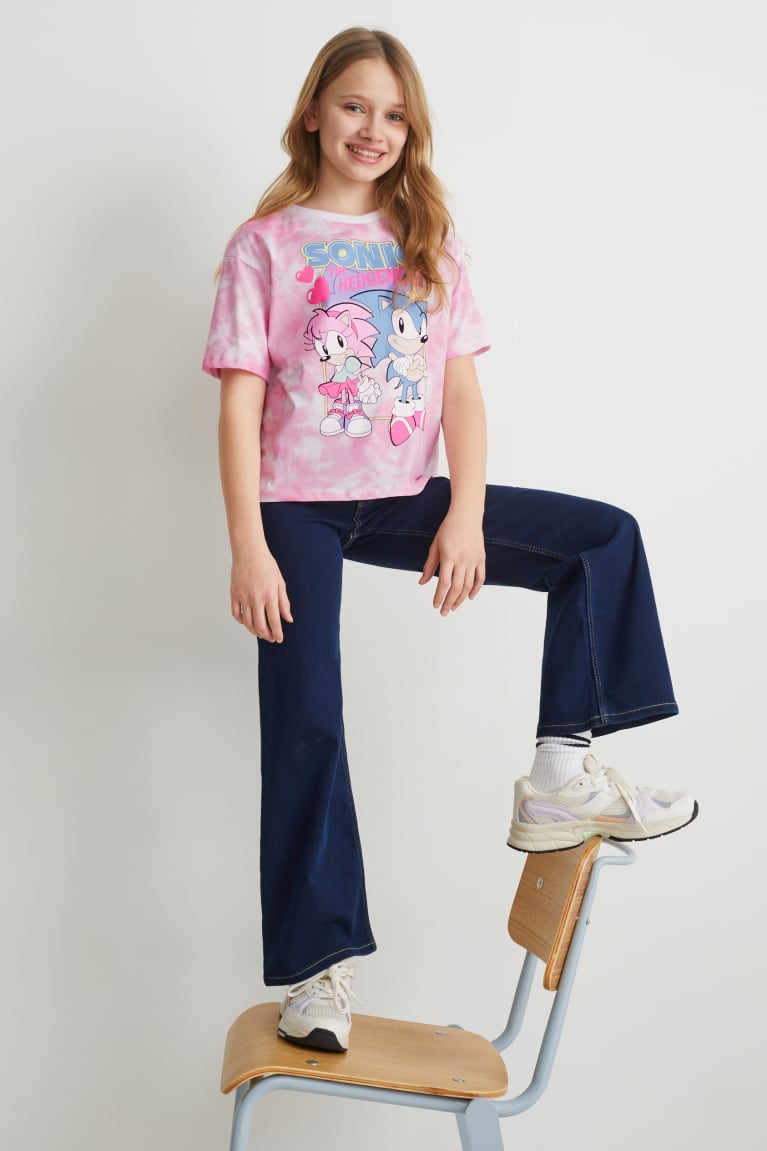 White / Rose C&A Sonic Sleeve Girls' T-shirts | CDJNQ-7513