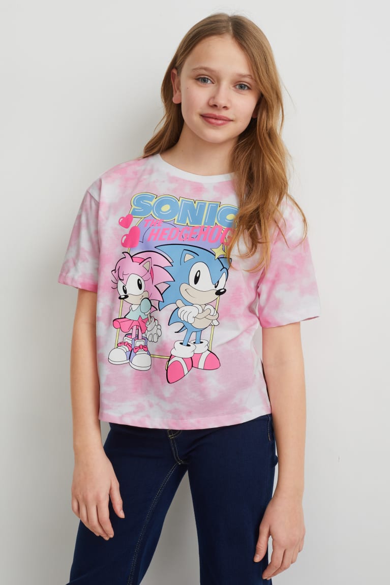 White / Rose C&A Sonic Sleeve Girls\' T-shirts | CDJNQ-7513