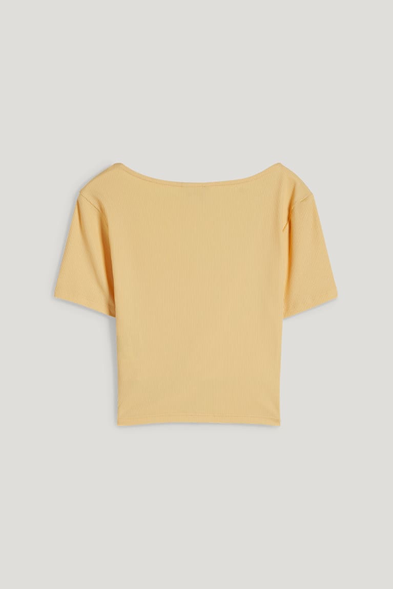 Yellow C&A Clockhouse Cropped Women's T-shirts | FQJIO-4097