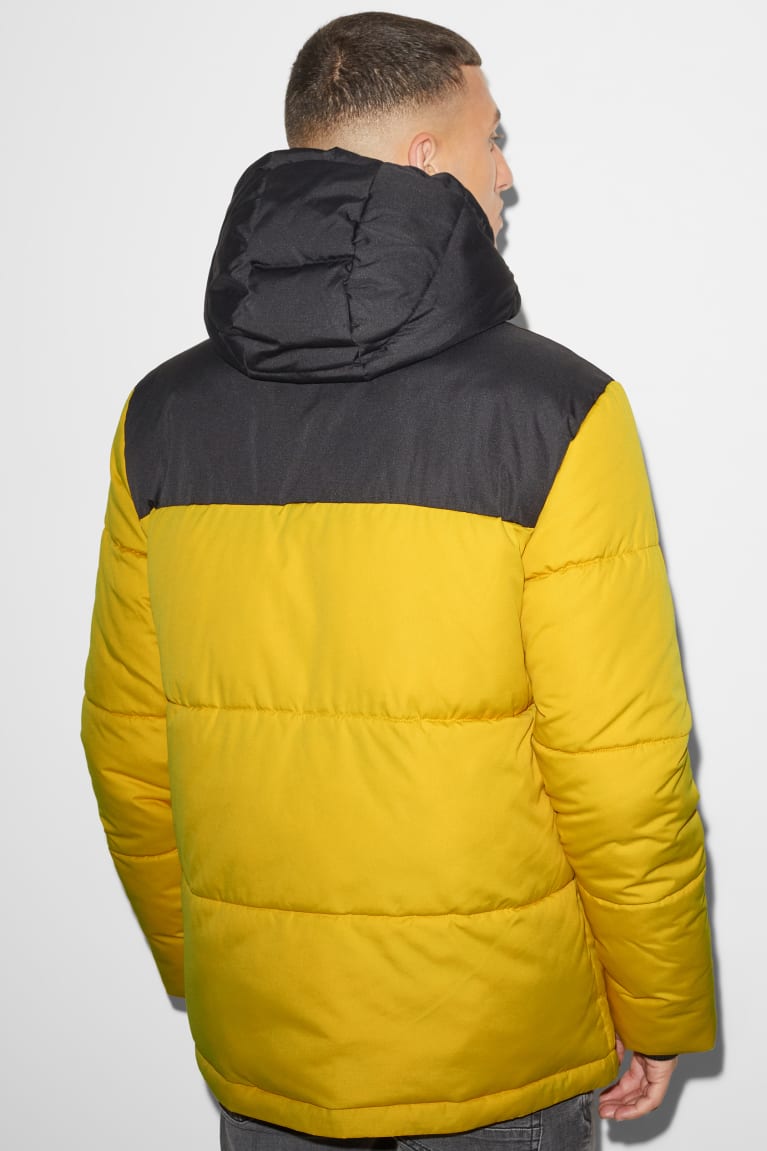 Yellow C&A Clockhouse Quilted With Hood Recycled Men's Jackets | JQLPT-5743