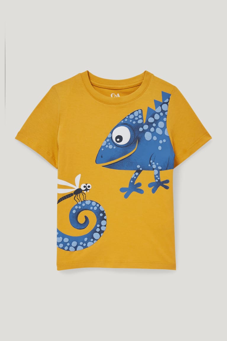 Yellow C&A Set Sleeve And In-conversion Cotton Boys' T-shirts | XDABY-7368