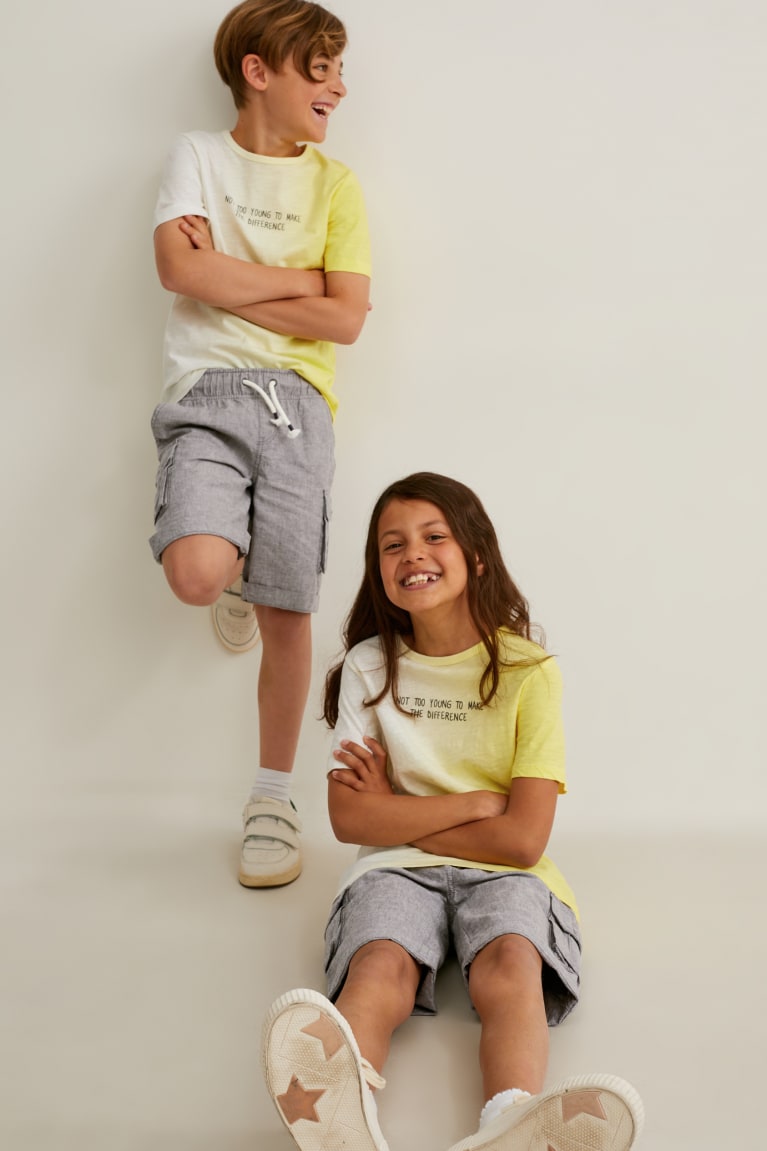 Yellow C&A Sleeve Genderneutral Girls' T-shirts | GRQWL-4270